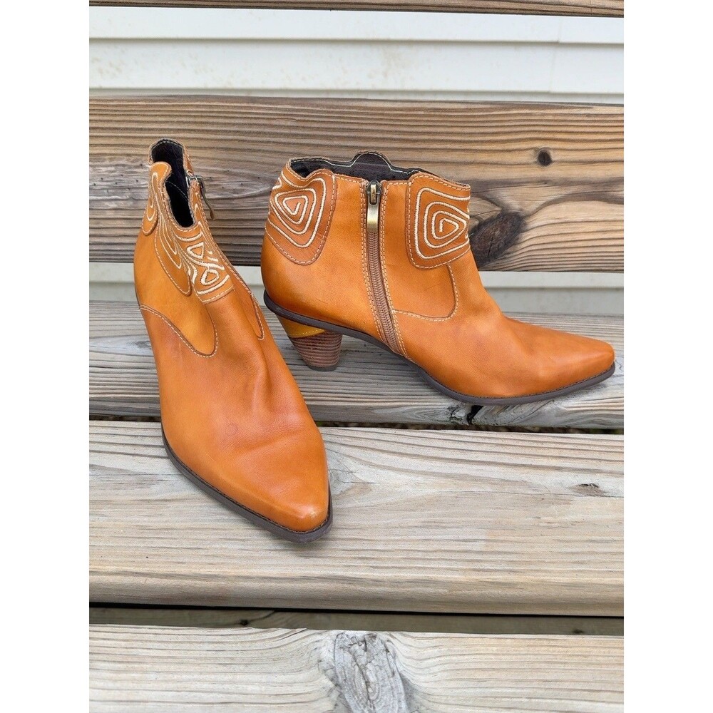 NEW Spring Step Gamer Leather Ankle Boots Embroidery Zip Size 11 /42